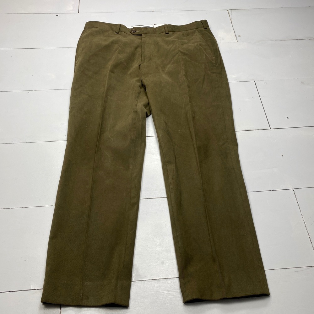 Proper Cloth Pants Mens 38x29 Olive Green Stretch Heavy Cotton Twill Trousers